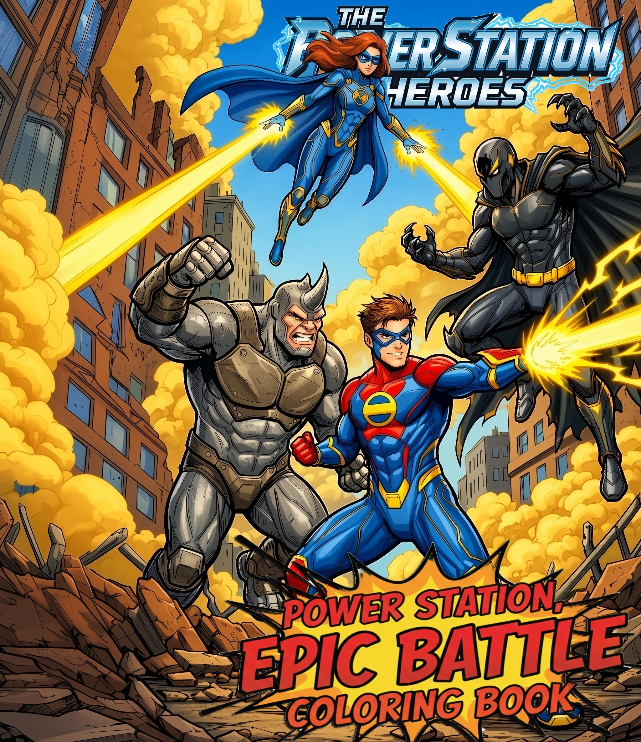 The Power Station Heroes Epic Coloring Book Cover Page