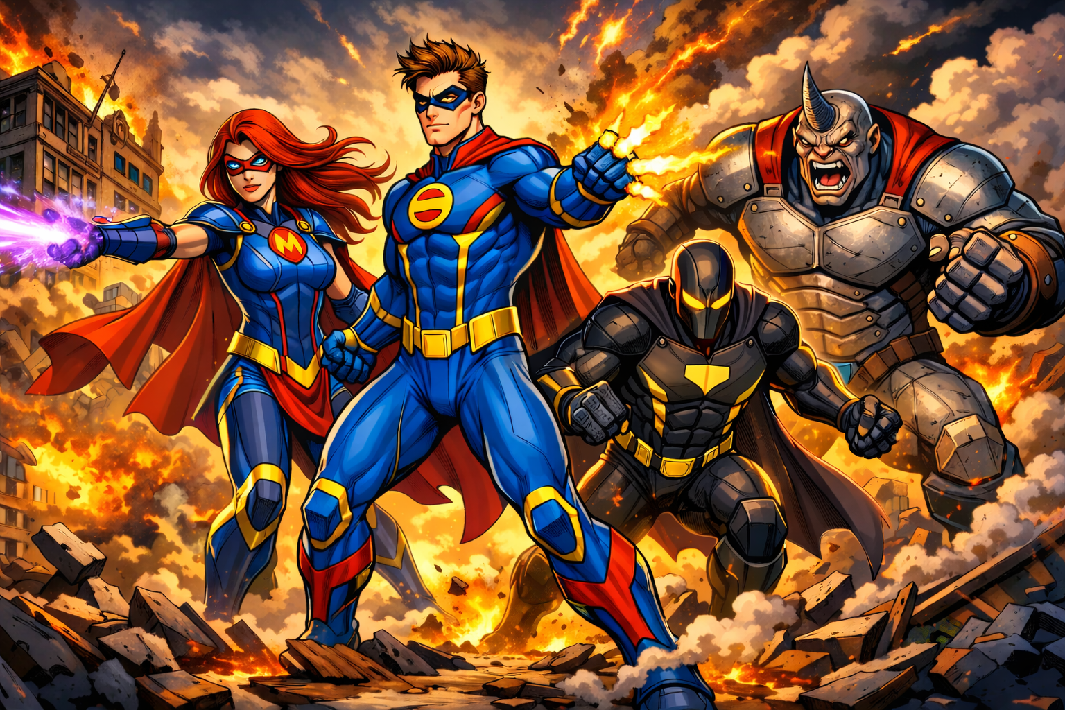 The Power Station superhero team charging forward